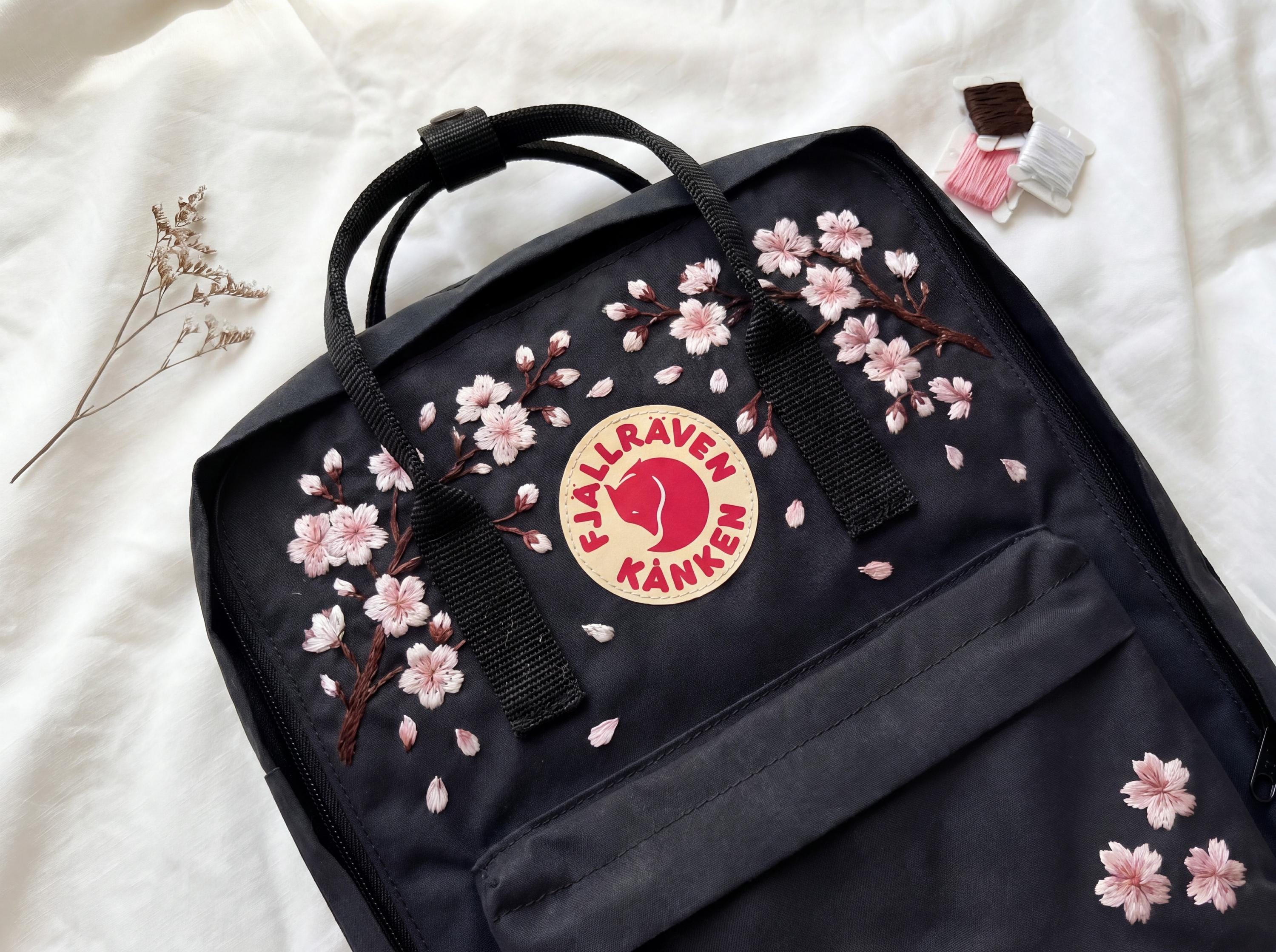 Fjallraven Kanken Cherry Blossom Embroidered Backpack | Sakura