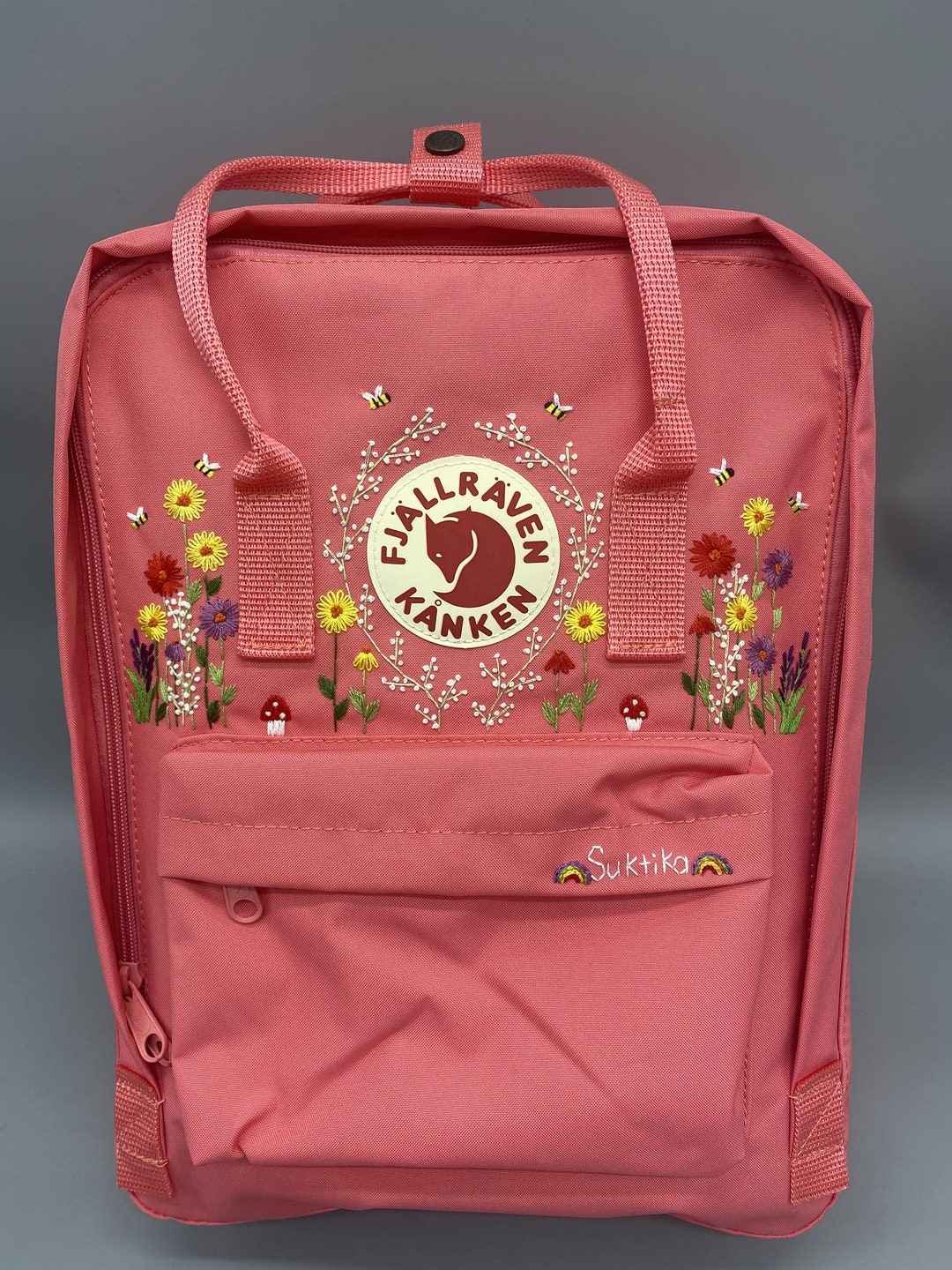 Fjallraven Kanken Backpack With Vibrant Floral Embroidery/the