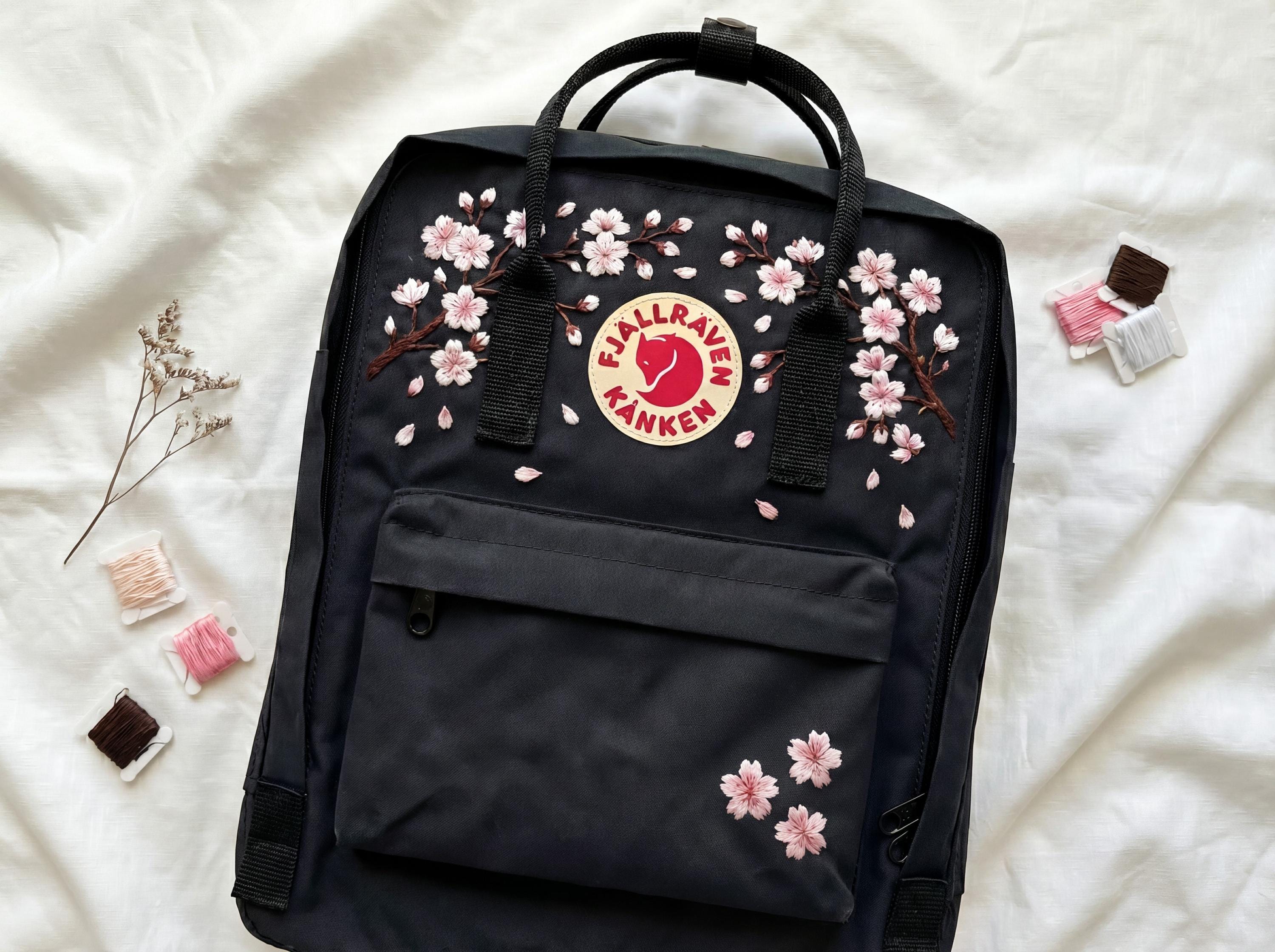 Fjallraven Kanken Cherry Blossom Embroidered Backpack | Sakura