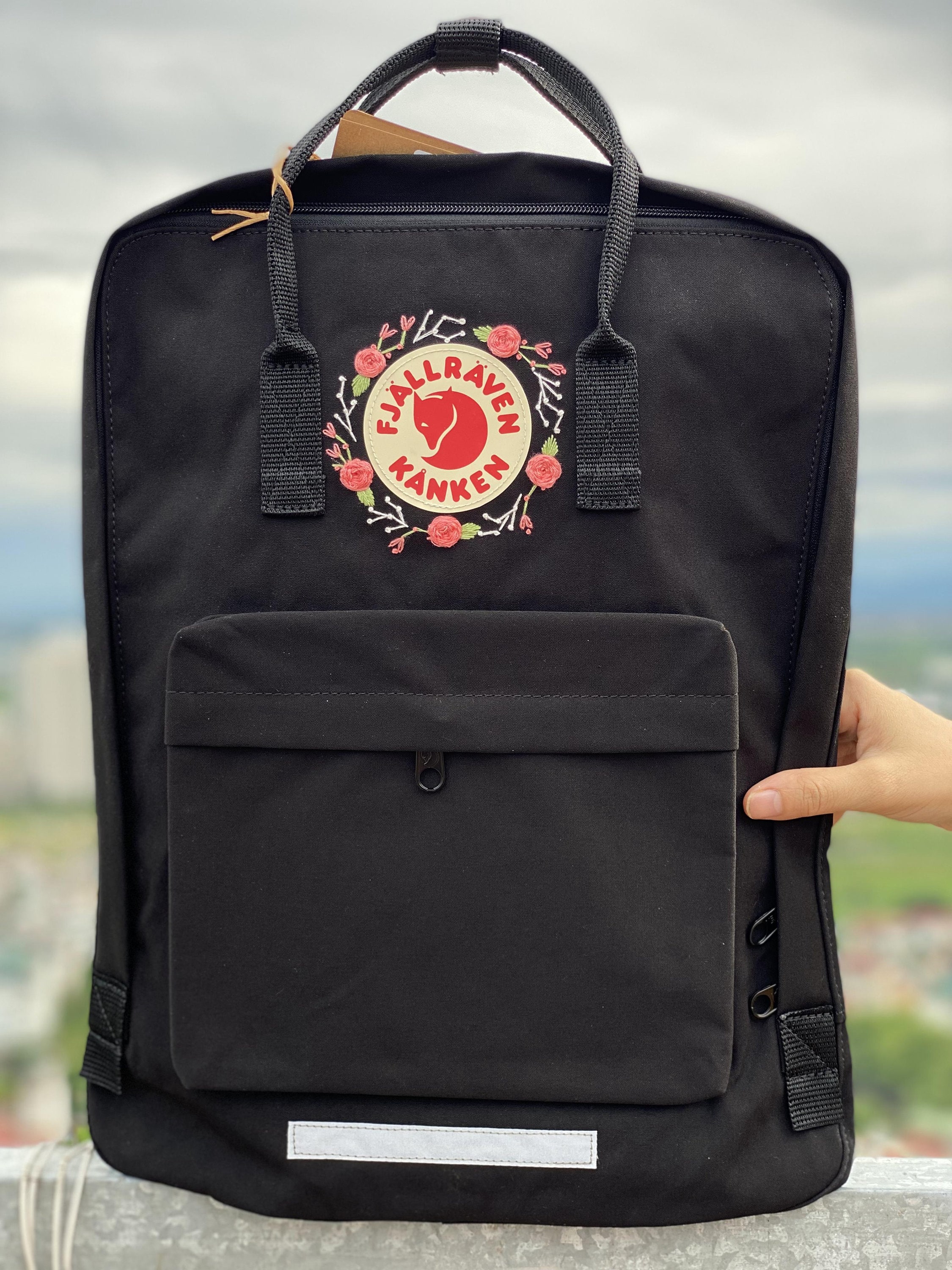 Fjallraven Kanken Backpack With Rose Embroidery, Rose Embroidery