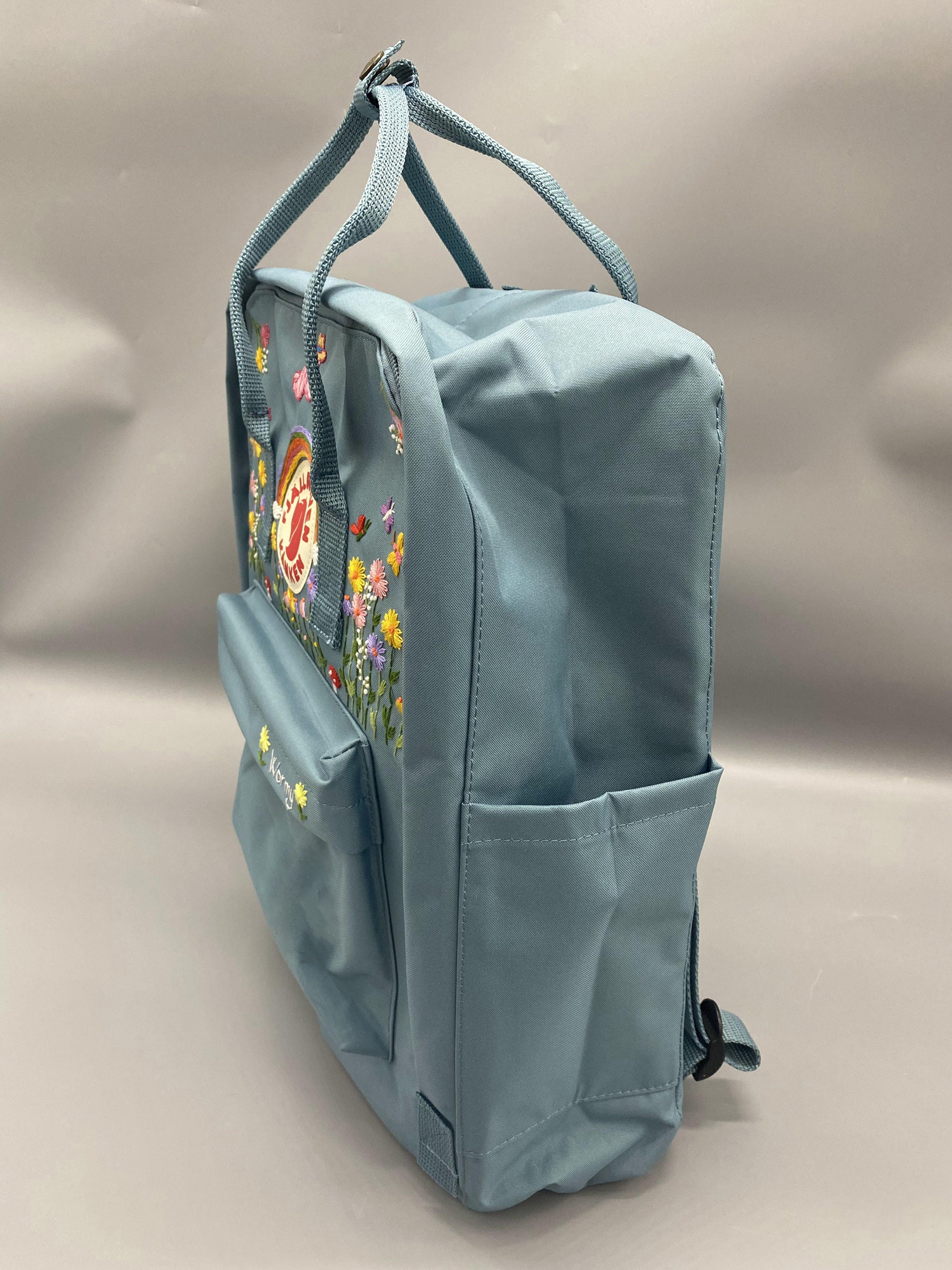 Fjallraven Kanken Embroidered Flowers and Penguins fjallraven Kanken Backpack Embroidered With Flowers and Penguins embroidered Penguin Etsy