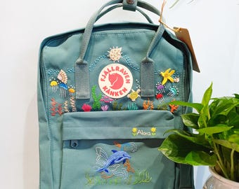 Fjallraven Kanken Backpack Embroidered With Ocean and Whale  display picture 2
