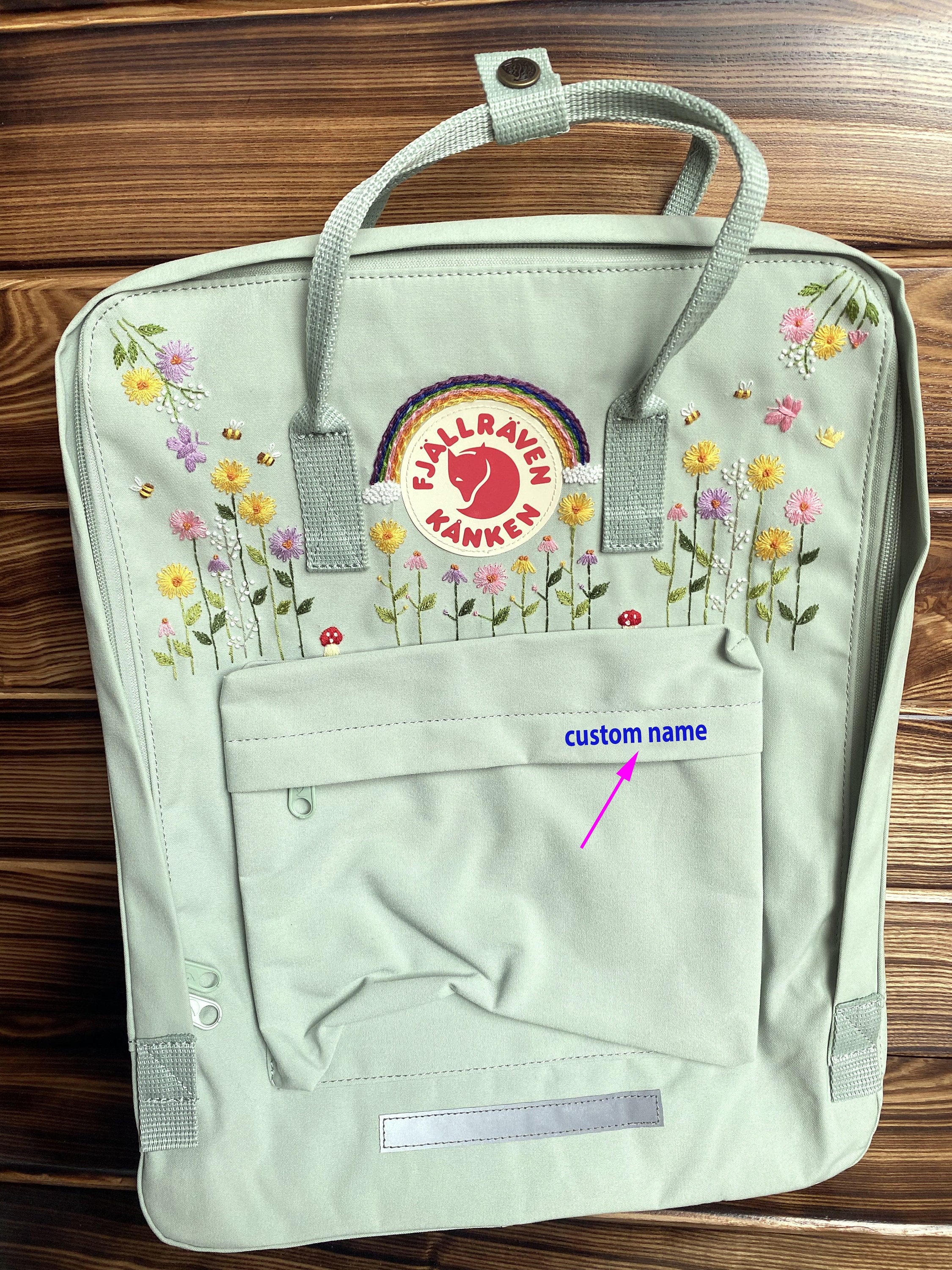 ?embroidered fjallraven kanken? Fjallraven Kanken Embroidery Design Flowers ,embroidered  main image 4