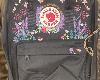 Fjallraven Kanken Bag With Lavender and Butterfly Embroidery