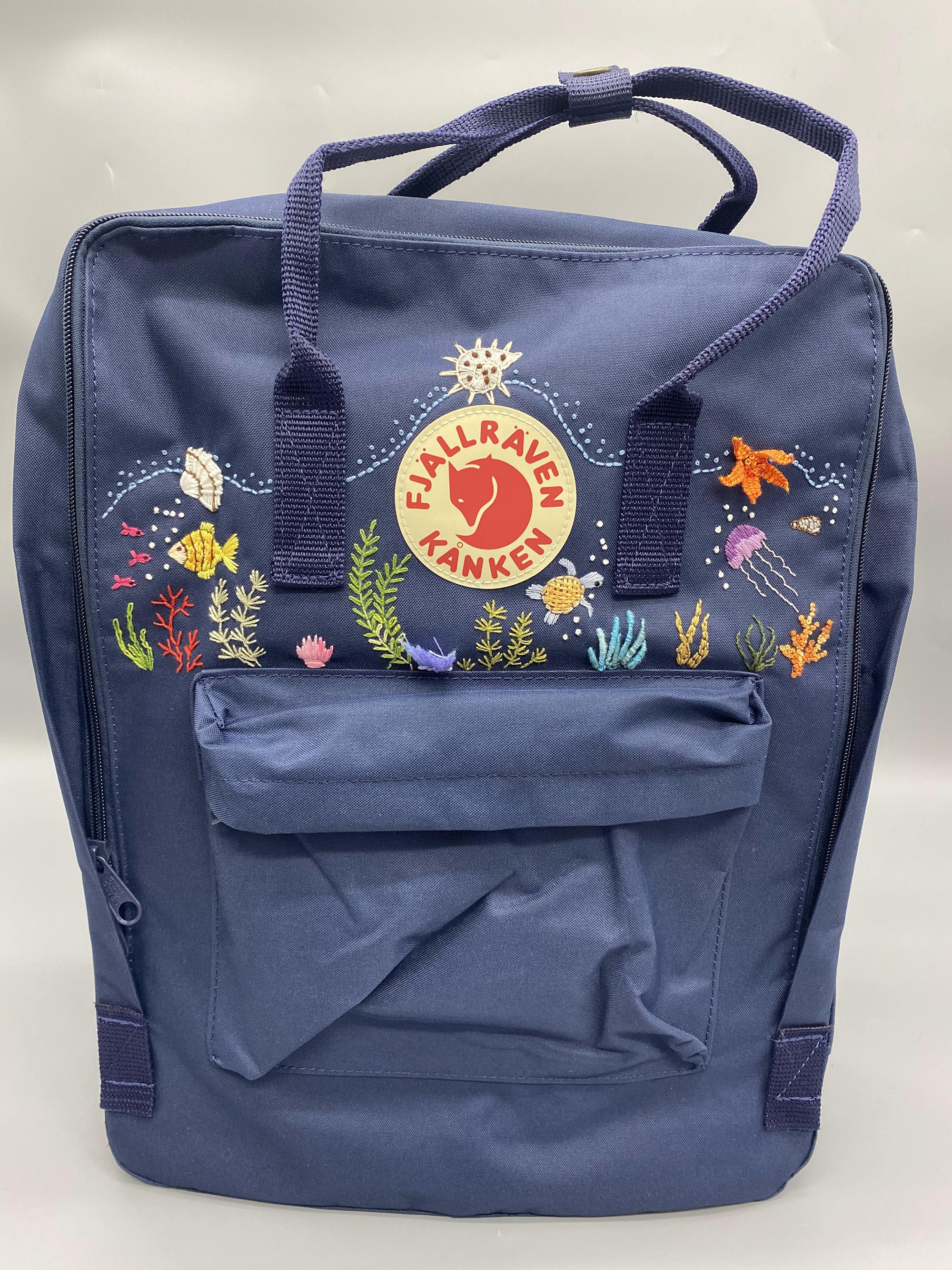 Ocean Embroidered Fjallraven Kanken Backpack Kanken Backpack Embroidered With Ocean Fjallraven Kanken Embroidery Design Ocean Etsy