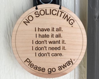 No Soliciting, Please Go Away - Doorbell Hanger