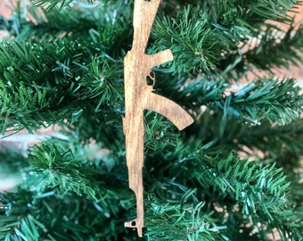 AK-47 Wooden Christmas Ornament, 7"