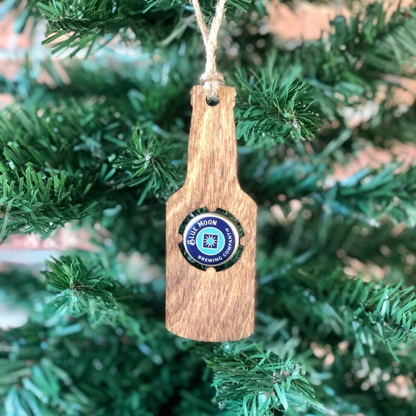 Beer Bottle Ornament w/ Beer Cap Cutout