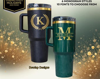 Personalized 40oz Tumbler Custom Monogram Engraved Stainless Steel Gift for Her Bridesmaid Wedding Birthday