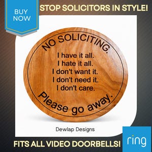 No Soliciting Doorbell Sign Custom Laser Engraved Front Door Sign Funny
