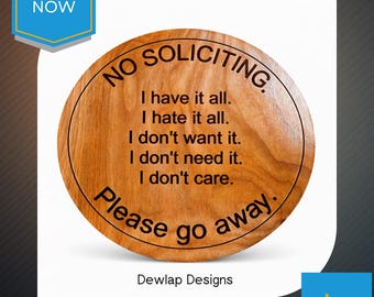 No Soliciting Doorbell Sign Custom Laser Engraved Front Door Sign Funny