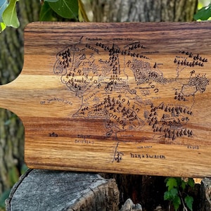 Mapa da Terra Média - Inspirado no SdA - Tábua de Corte ou Charcutaria