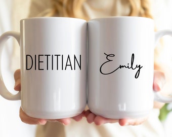Personalized Dietitian Gift, Custom Dietitian Mug, Registered Dietitian Mug RD Mug, Dietitian Office Decor, Dietitian Cup, Custom Name Mug
