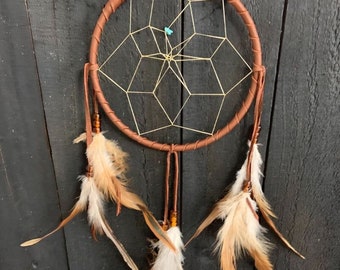 SADDLE BROWN Traditional Authentic Native Dreamcatcher made in the USA of genuine materials