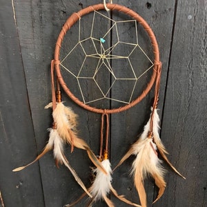 SADDLE BROWN Traditional Authentic Native Dreamcatcher made in the USA of genuine materials