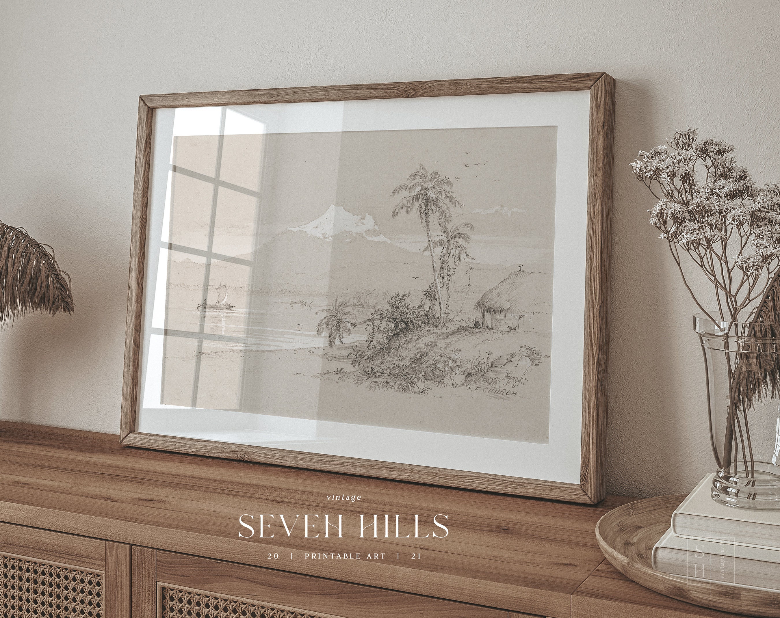 Coastal Sketch Print Vintage Beach Painting Black and White Etsy