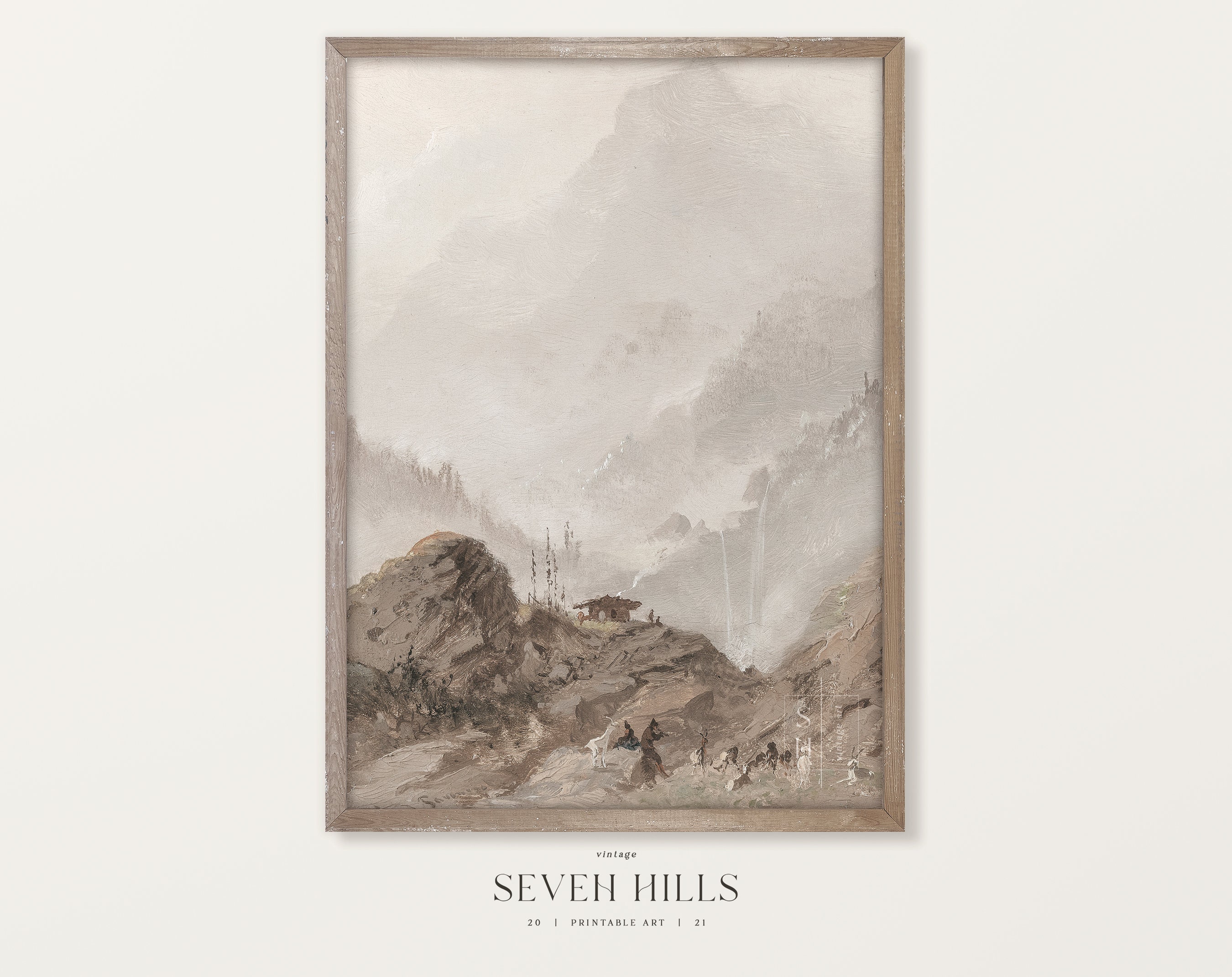 Rustic Mountain Peak Wall Art Vertical Vintage Oil Painting - Etsy