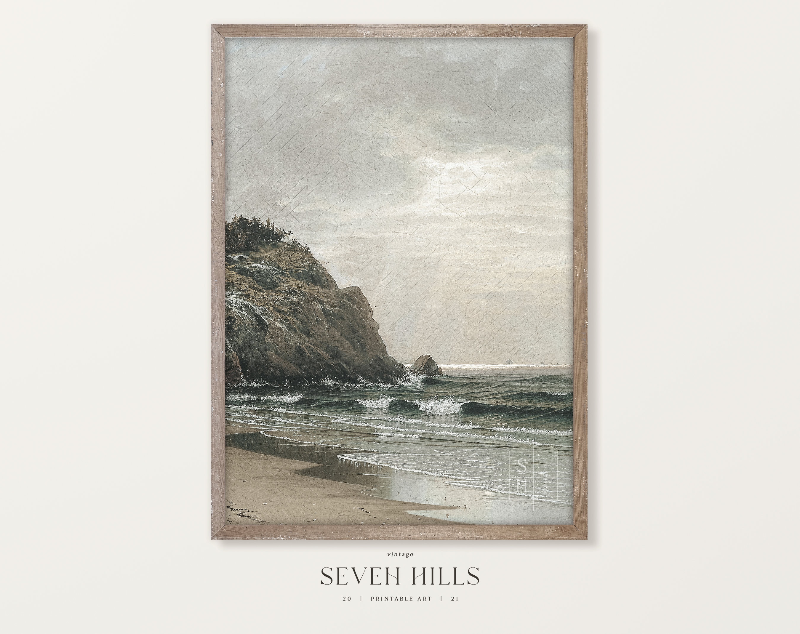 Vertical Coastal Art Print Vintage Seascape Beach Shore Etsy