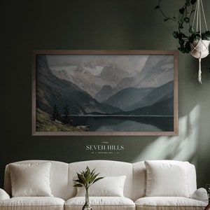 Rustic Mountain Frame TV, vintage Nature Paysage Samsung TV Art Peinture à lhuile TV144 image 3