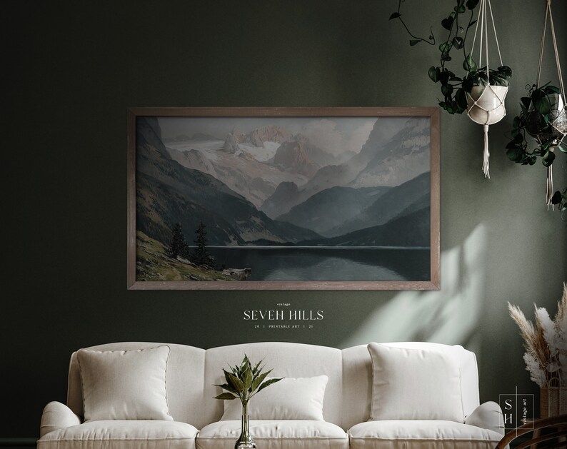 Rustic Mountain Frame TV, vintage Nature Paysage Samsung TV Art Peinture à lhuile TV144 image 3