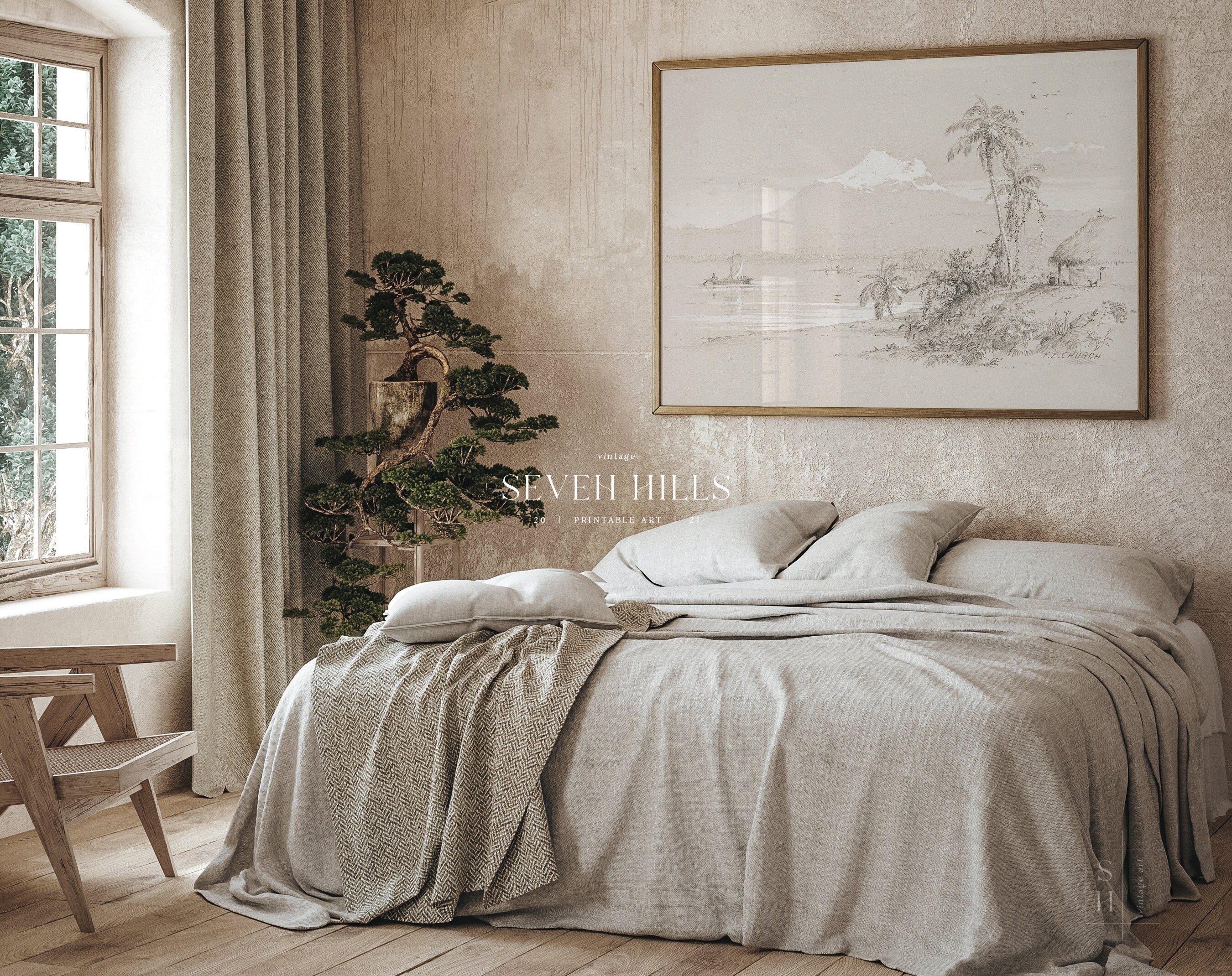 Coastal Sketch Print Vintage Beach Painting Black and White Etsy