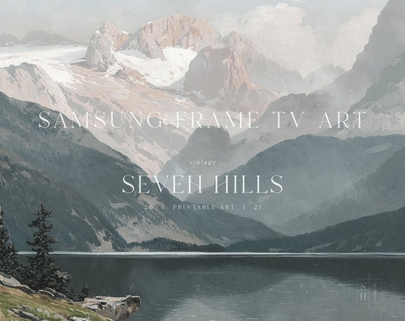 Rustic Mountain Frame TV, vintage Nature Paysage Samsung TV Art Peinture à lhuile TV144 image 4