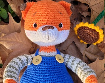 Fox amigurumi crochet toy Handmade Fox Stuffed AnimalSoft Crochet Fox, Handmade fox toy, Amigurumi fox Birthday gift Handmade plush