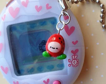 Ichigotchi Strawberry Tamagotchi Polymer Clay Charm
