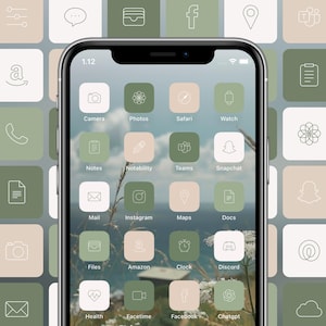 App Icons Green Neutral App Icon Pack For iPhone App Icon Bundle For iOS 14 Green & Beige Neutral App Icons Aesthetic Home Screens iPad Set