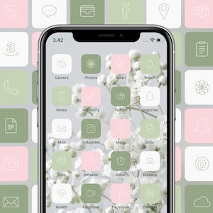 App Icons Spring App Icon Pack For iPhone App Icon Bundle For iOS 14 Neutral App Icons Green Pink Aesthetic App Icon Covers Cute iOS 18 Icon
