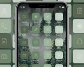 App Icons Green Boho App Icon Pack For iPhone App Icon Bundle For iOS 14 Dark Green Earthy Neutral App Icon Covers Aesthetic Home Screen