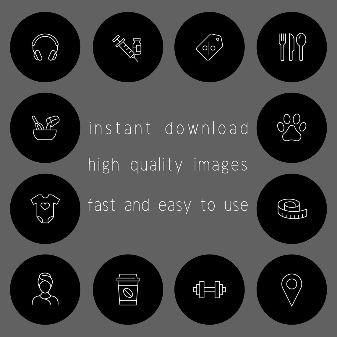 300 Minimal Black Instagram Story Highlight Covers IG Etsy