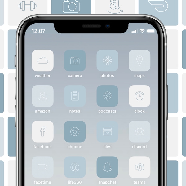 Blue App Icons, iOS 14 App Icons, Iphone Icons, Blue & White Aesthetic, Icons For Iphone, Minimalist App Icon, Blue Theme Homescreen