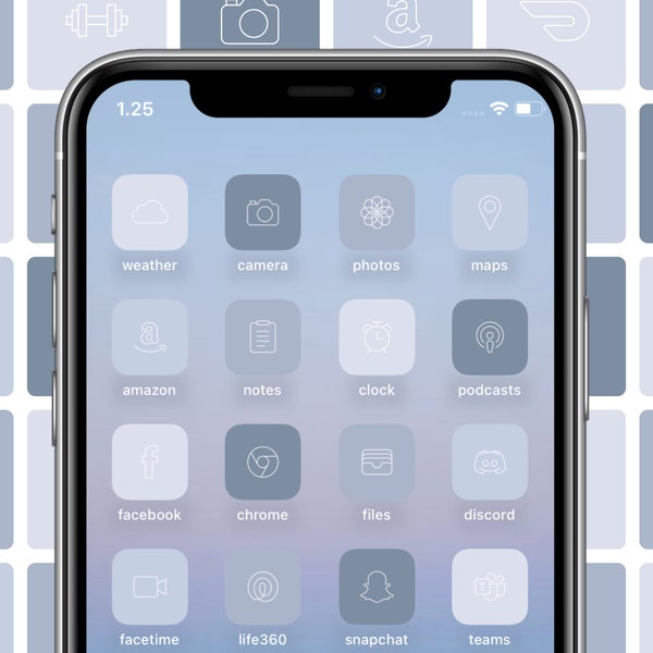 Ocean Blue App Icons, iOS 14 App Icons, Iphone Icons, Lilac Blue Aesthetic, Icons For Iphone, Minimalist App Icon, Blue Theme Homescreen