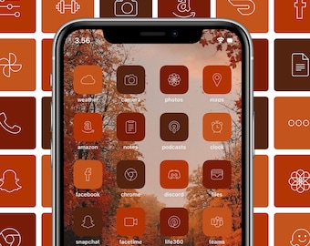 Icone app di novembre, icone app iOS 14, icone iPhone autunnali, estetica autunnale, icone per Iphone, icona app minimalista, schermata iniziale tema rosso