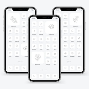App Icons White Minimal App Icon Pack for iPhone App Icon Bundle for