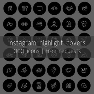 300 minimal black instagram story highlight covers, IG highlights pack, icon bundle, minimalistic, social media, business, lifestyle, blog