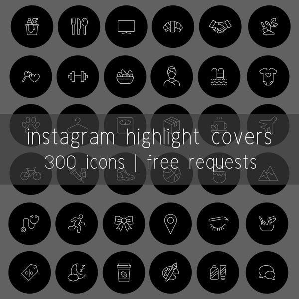 300 minimal black instagram story highlight covers, IG highlights pack, icon bundle, minimalistic, social media, business, lifestyle, blog