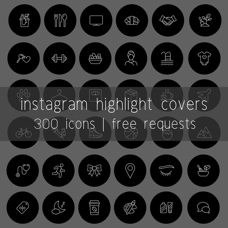 300 Minimal Black Instagram Story Highlight Covers IG - Etsy
