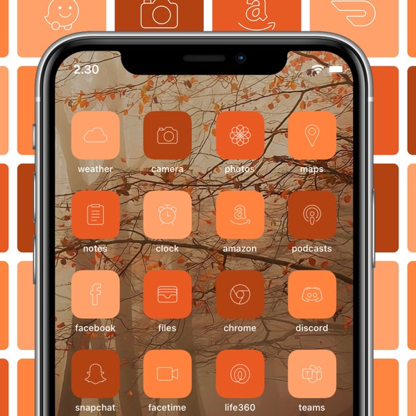 October App Icons, iOS 14 App Icons, Fall Iphone Icons, Autumn Aesthetic, Icons For Iphone, Minimalist App Icon, Orange Theme Homescreen
