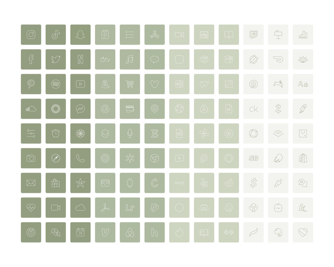 Sage Green App Icons Ios 14 App Icons Iphone Icons Neutral Etsy