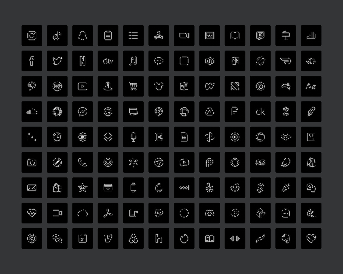 Minimal Black App Icons Ios 14 App Icons Iphone Icons - Etsy
