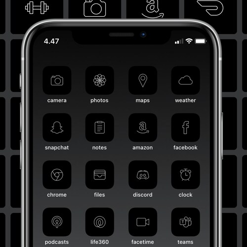 4000 Premium Black Minimalistic App Icon Pack Ios 14 Etsy Ireland