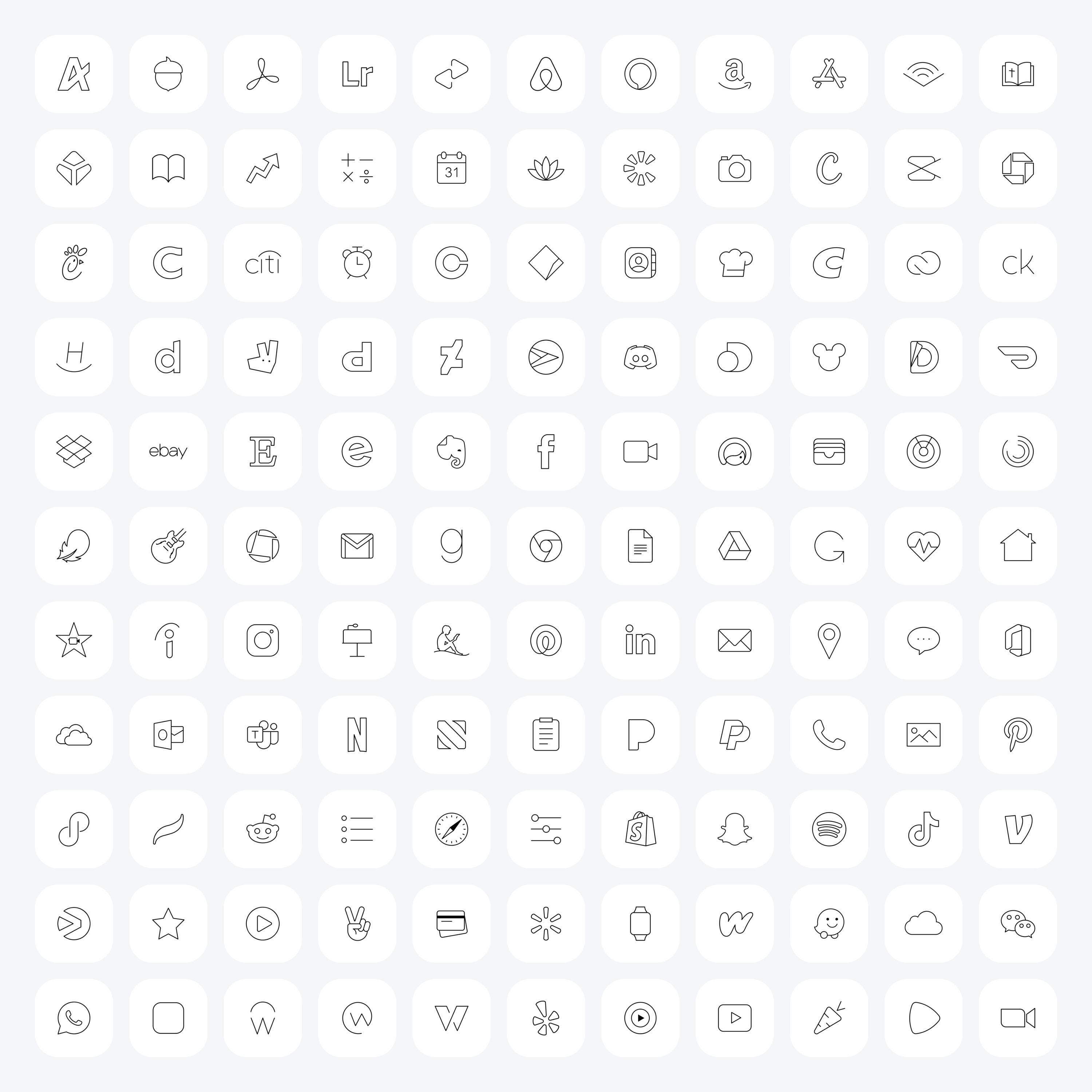 App Icons White Minimal App Icon Pack for iPhone App Icon Bundle for ...