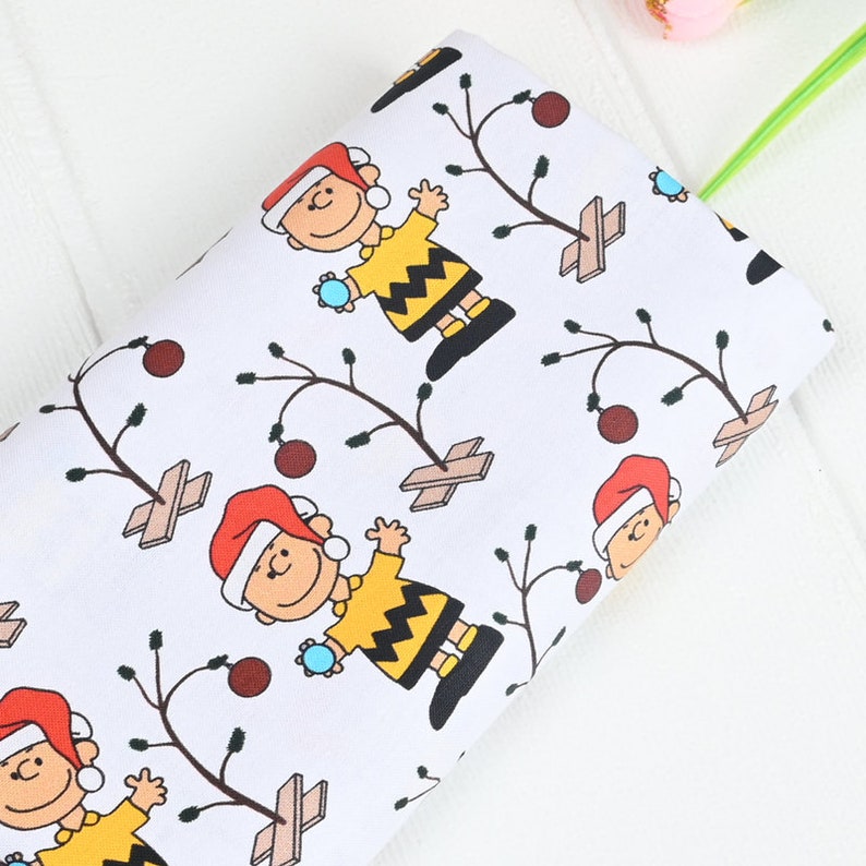 Charlie Brown Snoopy Christmas Fabric Cartoon Fabric 100 Etsy