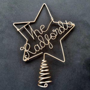 Handmade Personalised Family Name Christmas star Tree Topper decorations Christmas gifts ornament