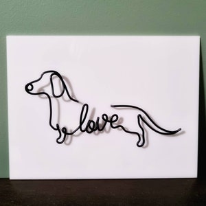 Handmade personalised name dachshund sausage dog with Name on Acrylic Mount - Gift Idea, Home Art, Birthday Gift