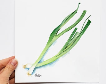 Green Onions (Scallions) Watercolor Print