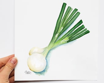 Spring Onions Watercolor Print