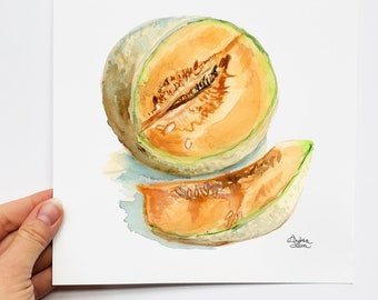 Cantaloupe Watercolor Print
